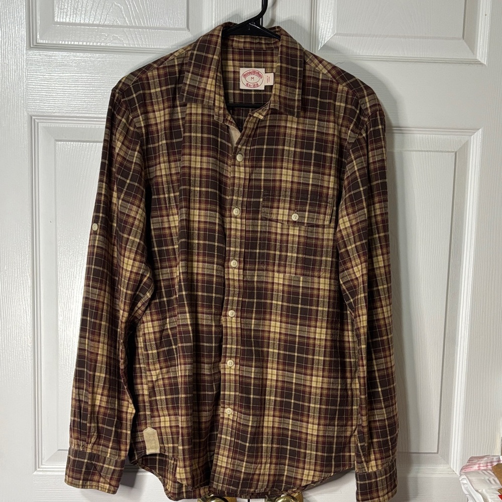 Brooks Brothers Brown Plaid Casual Shirt Sz M Excellent Condition
